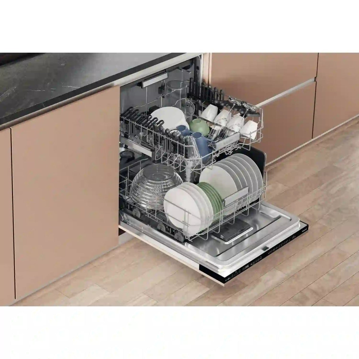 Hotpoint H7IHP42LUK Fully Integrated Standard Dishwasher - Stainless Steel Control Panel - Black | Atlantic Electrics