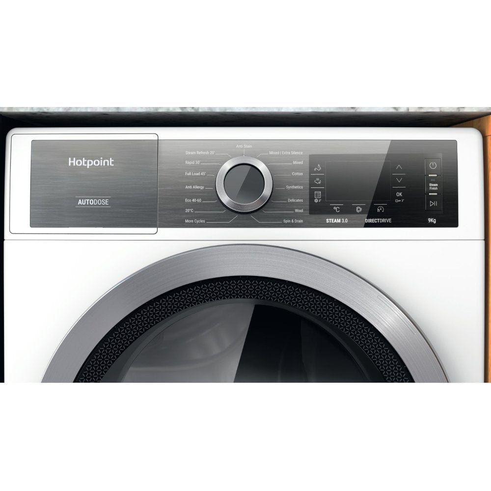 Hotpoint H7W945WBUK 9Kg Freestanding Washing Machine with 1400 rpm, 59.9cm Wide - White | Atlantic Electrics - 39477926756575 