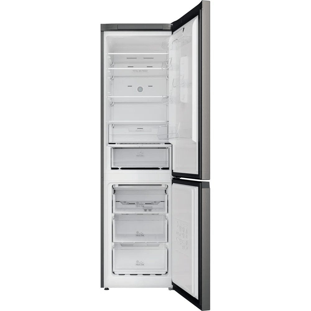 Hotpoint H7X93TSK 367 Litre Freestanding Frost Free Fridge Freezer, 59.6cm Wide - Silver Black | Atlantic Electrics - 39477926592735 