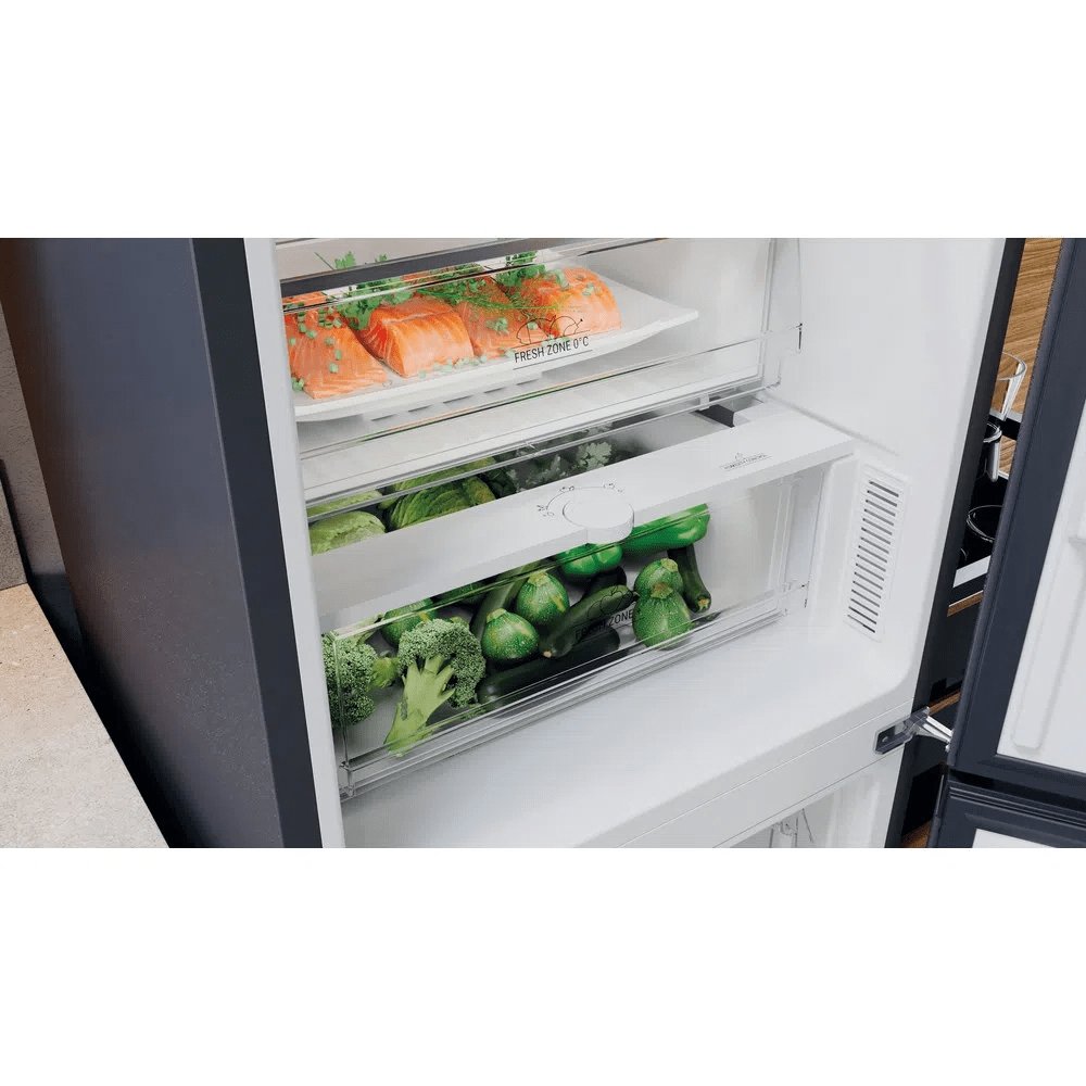 Hotpoint H7X93TSK 367 Litre Freestanding Frost Free Fridge Freezer, 59.6cm Wide - Silver Black | Atlantic Electrics