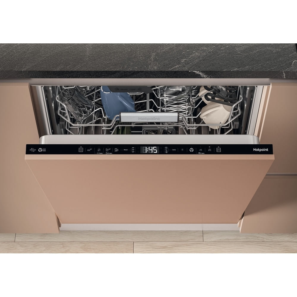 Hotpoint H8IHT59LSUK 14 place settings Built-In Fully Integrated Dishwasher - Black | Atlantic Electrics - 40626208178399 