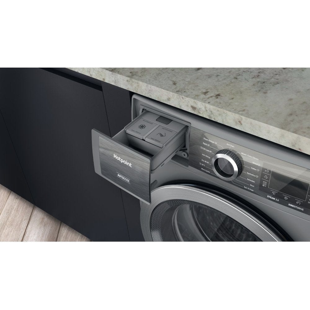Hotpoint H8W046SBUK 10Kg Freestanding Washing Machine with 1400 Rpm, 59.9cm Wide - Silver | Atlantic Electrics - 39477929410783 