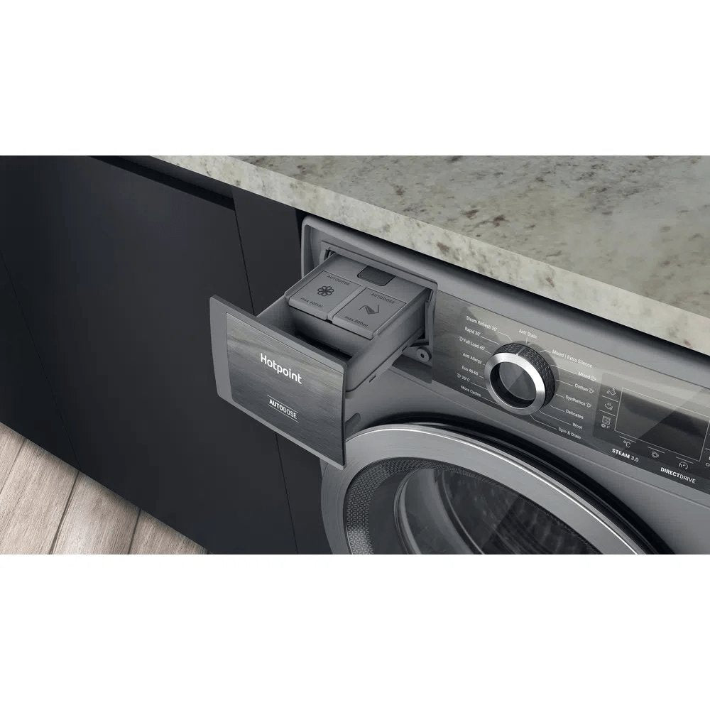 Hotpoint H8W946SBUK 9Kg Freestanding Washing Machine, 1400 rpm, 59.9cm Wide - Silver | Atlantic Electrics - 39478014935263 