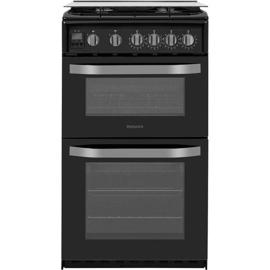 Hotpoint HD5G00CCBK 50cm Double Oven Gas Cooker - Black | Atlantic Electrics