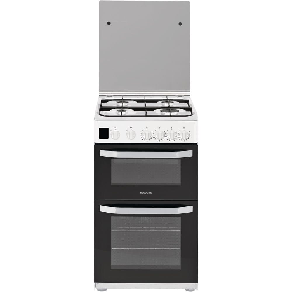 Hotpoint HD5G00CCW Double Cavity Gas Cooker - White - Atlantic Electrics - 39477928591583 