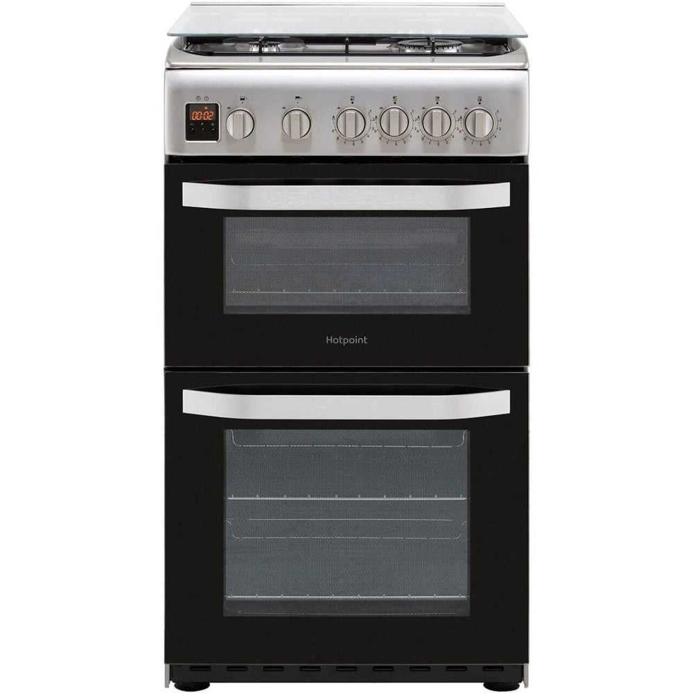 Hotpoint HD5G00CCX 50cm Double Cavity Gas Cooker - Stainless Steel - Atlantic Electrics - 39477930918111 
