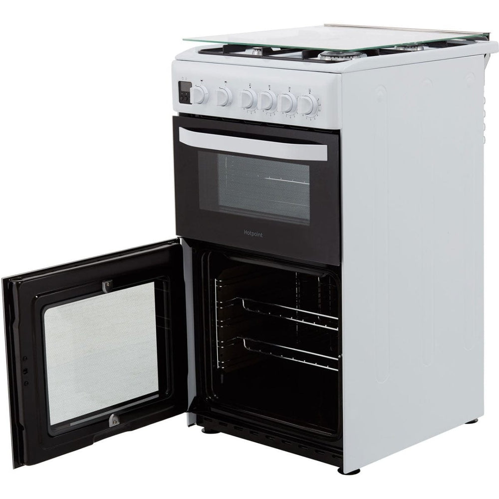 Hotpoint HD5G00CCX 50cm Double Cavity Gas Cooker - Stainless Steel - Atlantic Electrics - 39477931049183 