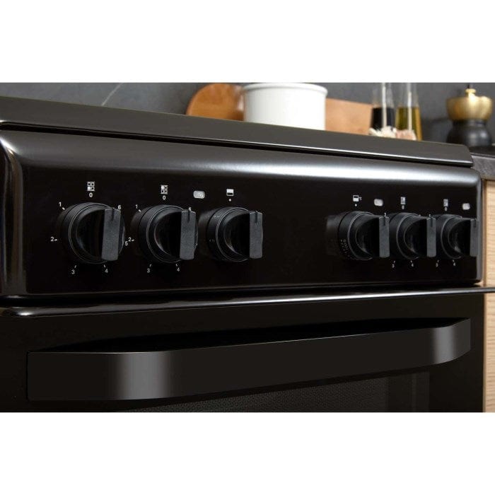 Hotpoint HD5V92KCB 50cm Double Cavity Electric Cooker With Ceramic Hob - Black | Atlantic Electrics - 39477934784735 
