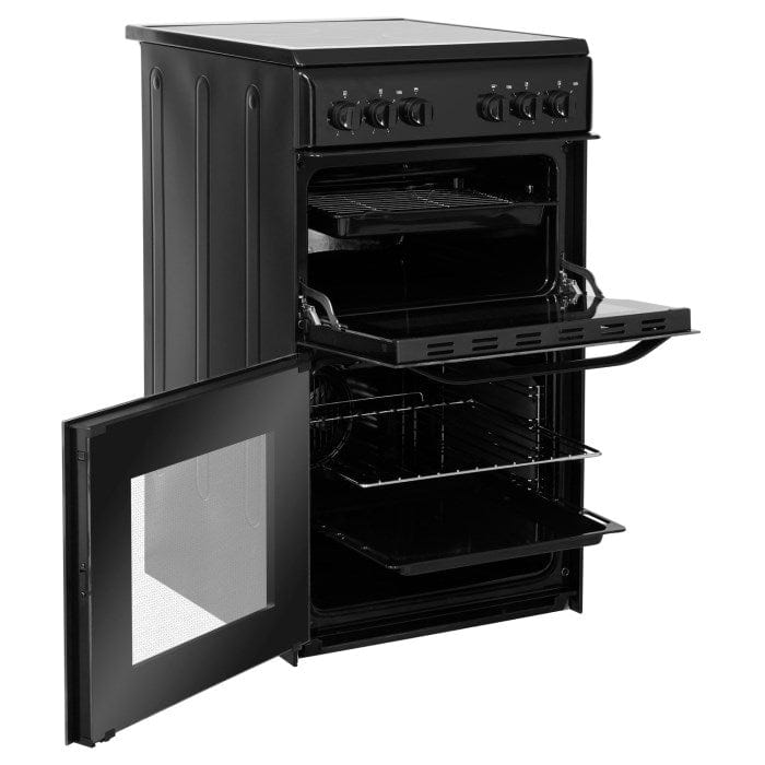 Hotpoint HD5V92KCB 50cm Double Cavity Electric Cooker With Ceramic Hob - Black | Atlantic Electrics - 39477935177951 