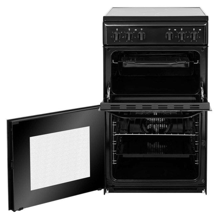 Hotpoint HD5V92KCB 50cm Double Cavity Electric Cooker With Ceramic Hob - Black | Atlantic Electrics - 39477935243487 