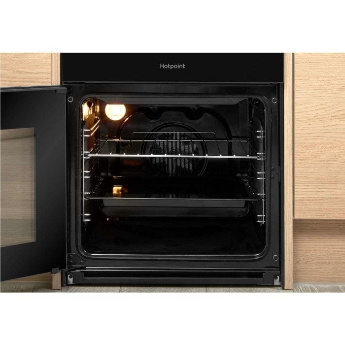 Hotpoint HD5V92KCB 50cm Double Cavity Electric Cooker With Ceramic Hob - Black | Atlantic Electrics - 39477935440095 