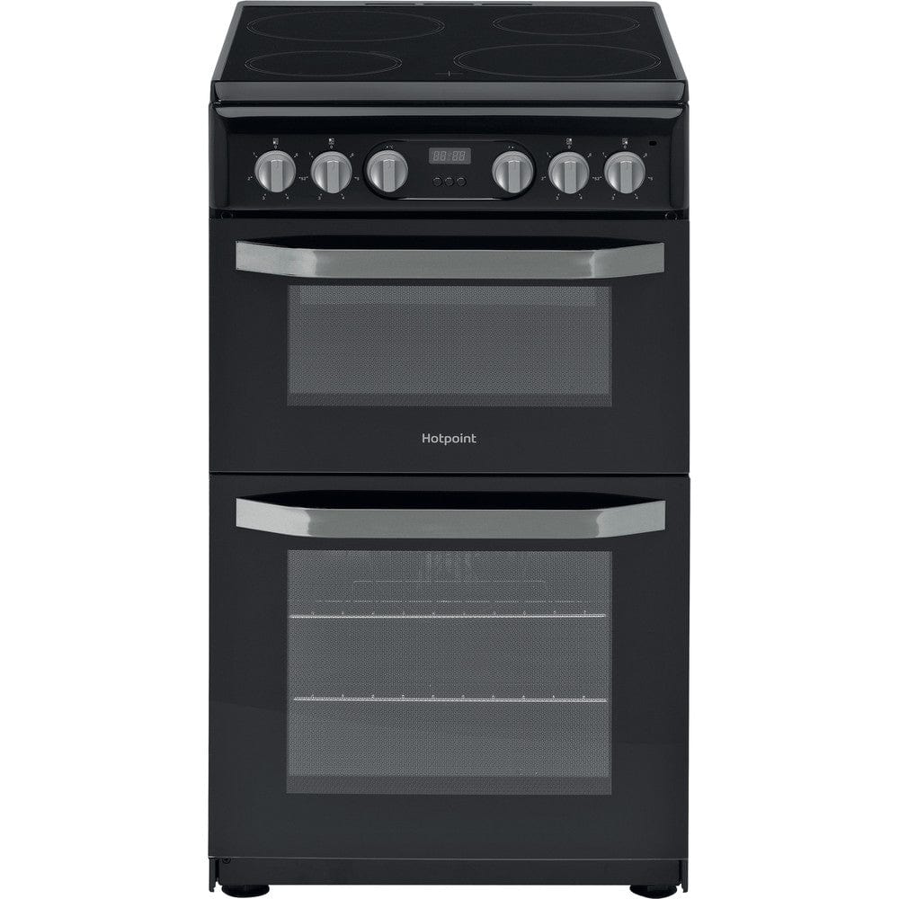 HOTPOINT HD5V93CCB 50cm Double Oven Electric Cooker With Ceramic Hob - Black | Atlantic Electrics - 39477931802847 