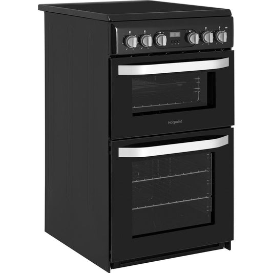 HOTPOINT HD5V93CCB 50cm Double Oven Electric Cooker With Ceramic Hob - Black | Atlantic Electrics