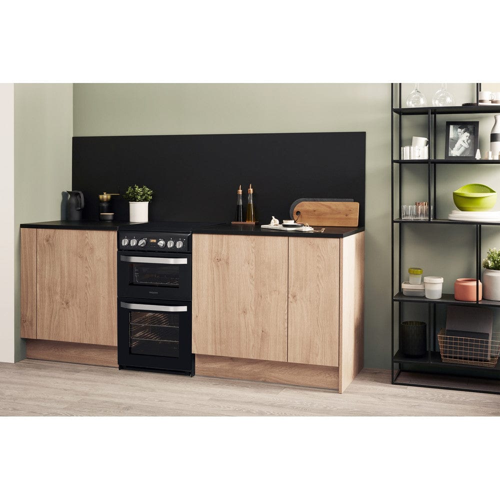 HOTPOINT HD5V93CCB 50cm Double Oven Electric Cooker With Ceramic Hob - Black | Atlantic Electrics