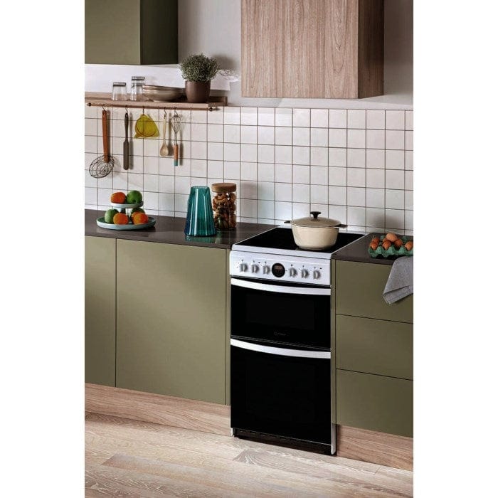 Hotpoint HD5V93CCW 50cm Double Oven Electric Cooker With Ceramic Hob - White - Atlantic Electrics