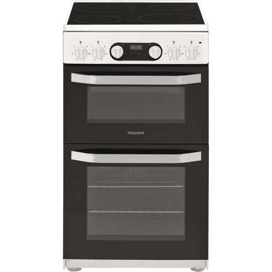 Hotpoint HD5V93CCW 50cm Double Oven Electric Cooker With Ceramic Hob - White | Atlantic Electrics