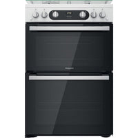 Thumbnail Hotpoint HD67G02CCW 60cm Gas Cooker in White Twin Cavity Oven Gas Hob - 39477935571167