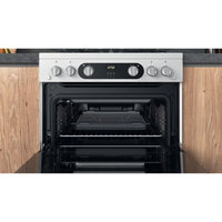 Thumbnail Hotpoint HD67G02CCW 60cm Gas Cooker in White Twin Cavity Oven Gas Hob - 39477935833311