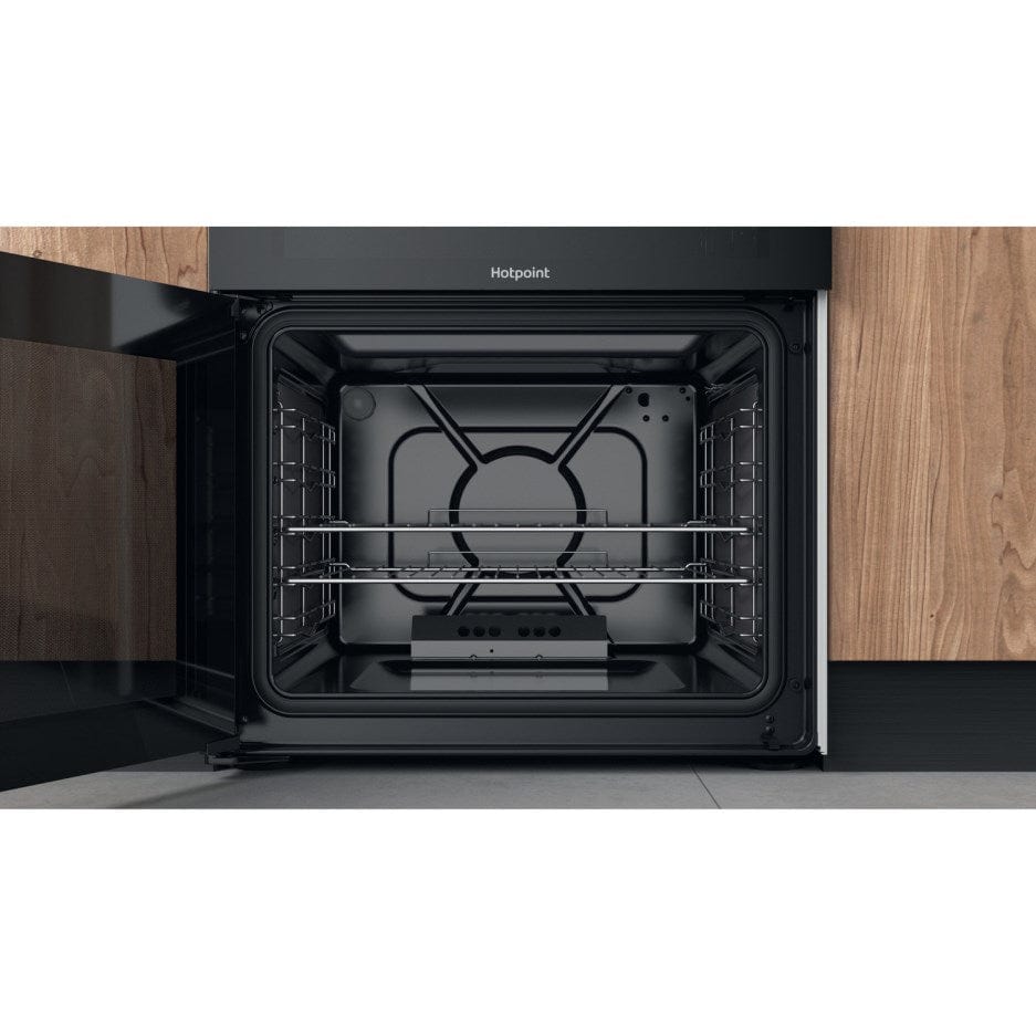 Hotpoint HD67G02CCW 60cm Gas Cooker in White Twin Cavity Oven Gas Hob | Atlantic Electrics