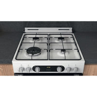 Thumbnail Hotpoint HD67G02CCW 60cm Gas Cooker in White Twin Cavity Oven Gas Hob - 39477935866079