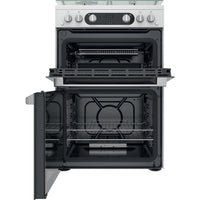 Thumbnail Hotpoint HD67G02CCW 60cm Gas Cooker in White Twin Cavity Oven Gas Hob - 39477935636703