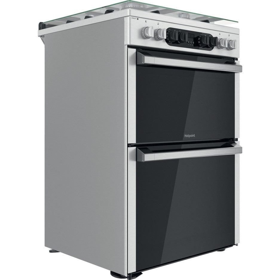 Hotpoint HD67G8CCX 60cm Dual Fuel Cooker Double Oven Gas Hob Stainless Steel | Atlantic Electrics