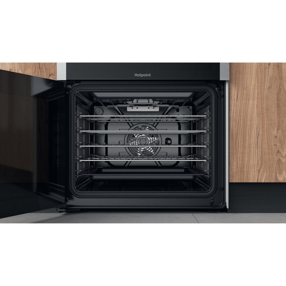 Hotpoint HD67G8CCX 60cm Dual Fuel Cooker Double Oven Gas Hob Stainless Steel | Atlantic Electrics