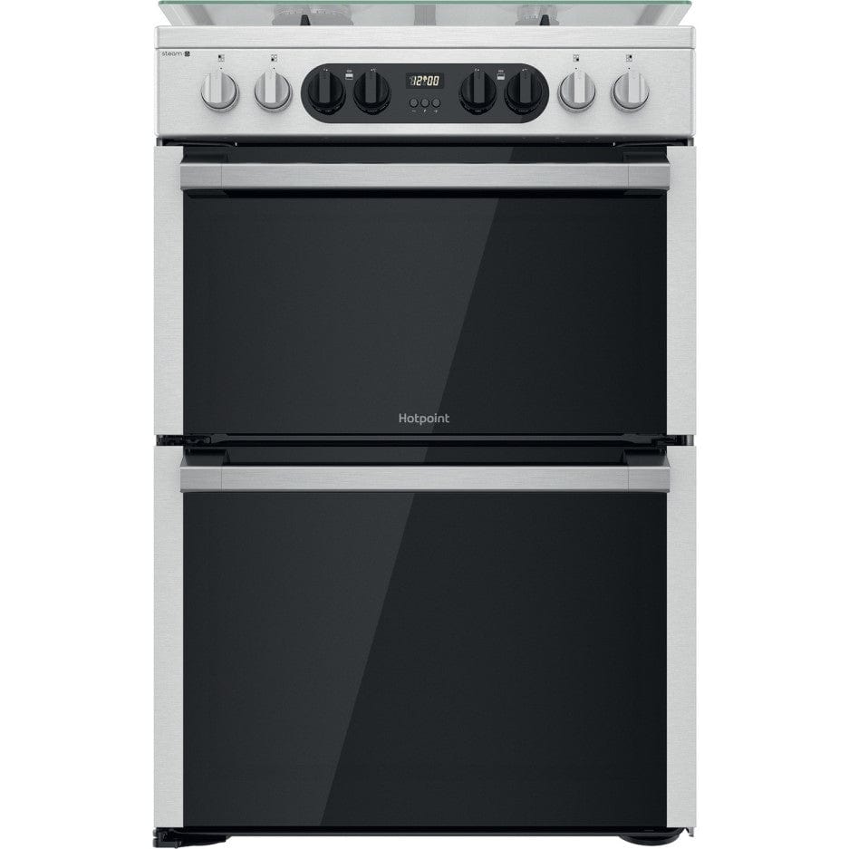 Hotpoint HD67G8CCX 60cm Dual Fuel Cooker Double Oven Gas Hob Stainless Steel | Atlantic Electrics - 39477934817503 
