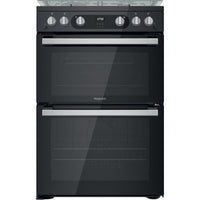 Thumbnail Hotpoint HDM67G0C2CB 60cm Gas Cooker in Black Twin Cavity Oven Gas Hob - 39477933244639