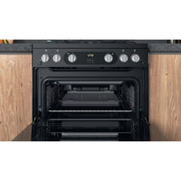 Thumbnail Hotpoint HDM67G0C2CB 60cm Gas Cooker in Black Twin Cavity Oven Gas Hob - 39477933605087