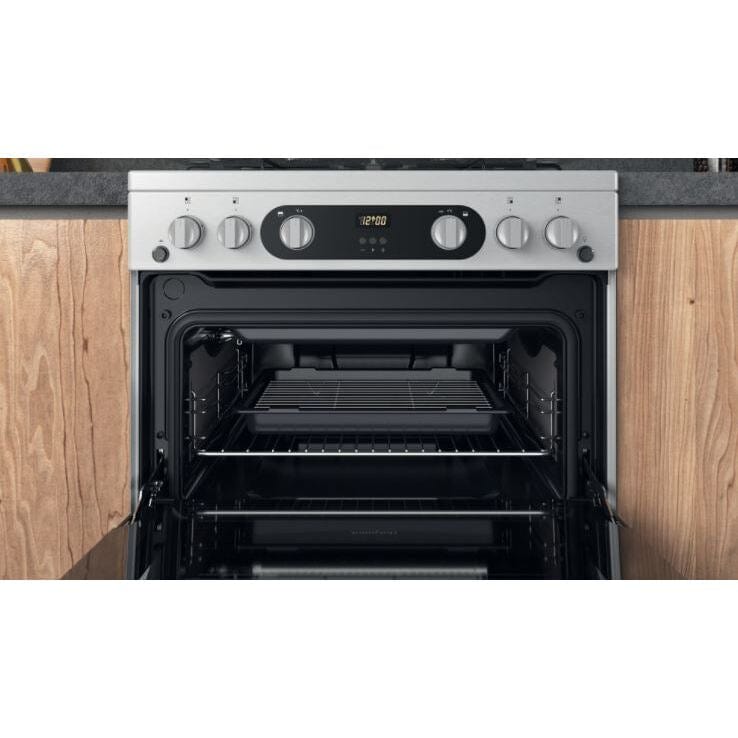 Hotpoint HDM67G0C2CX 60Cm Gas Cooker with Double Oven Inox - Atlantic Electrics - 39477933080799 