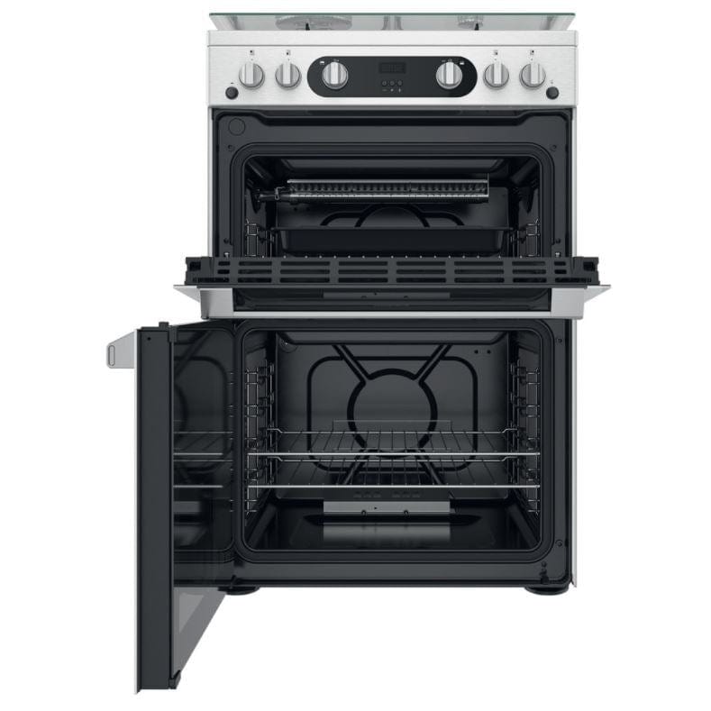 Hotpoint HDM67G0C2CX 60Cm Gas Cooker with Double Oven Inox - Atlantic Electrics - 39477933146335 