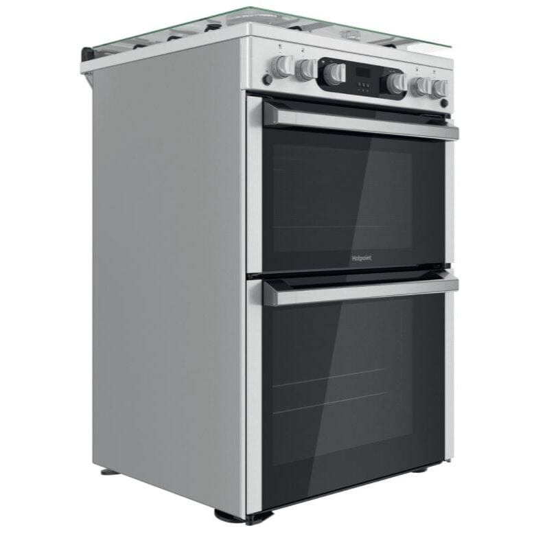 Hotpoint HDM67G0C2CX 60Cm Gas Cooker with Double Oven Inox - Atlantic Electrics - 39477933375711 