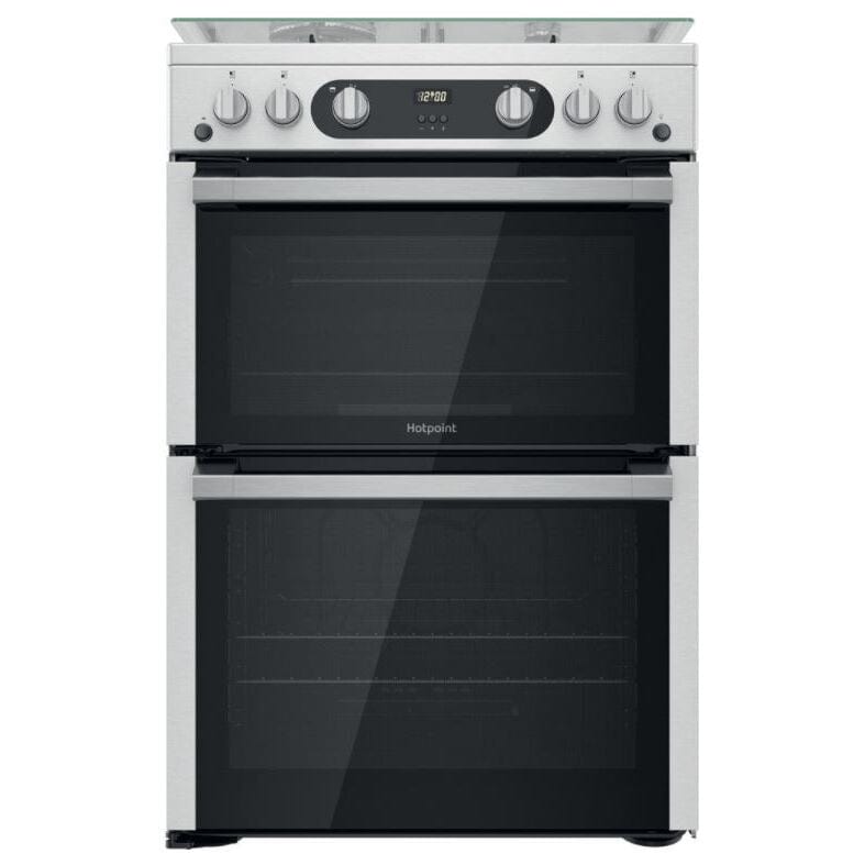 Hotpoint HDM67G0C2CX 60Cm Gas Cooker with Double Oven Inox - Atlantic Electrics - 39477932916959 