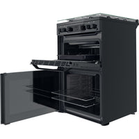Thumbnail Hotpoint HDM67G0CCB 60cm Gas Cooker in Black Twin Cavity Oven Gas Hob - 39477933998303