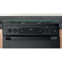Thumbnail Hotpoint HDM67G0CCB 60cm Gas Cooker in Black Twin Cavity Oven Gas Hob - 39477934424287