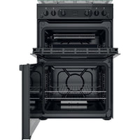 Thumbnail Hotpoint HDM67G0CCB 60cm Gas Cooker in Black Twin Cavity Oven Gas Hob - 39477934489823