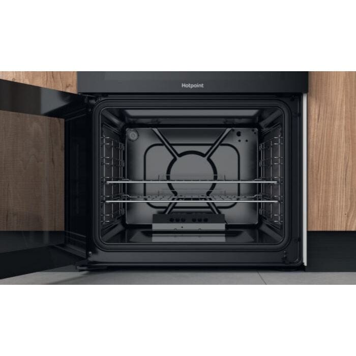 Hotpoint HDM67G0CCW 60cm Gas Cooker in White Twin Cavity Oven Gas Hob | Atlantic Electrics