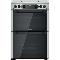 Thumbnail Hotpoint HDM67G0CCX 60cm Gas Double Oven Cooker Inox with Black Controls - 39477936160991