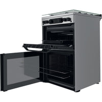 Thumbnail Hotpoint HDM67G0CCX 60cm Gas Double Oven Cooker Inox with Black Controls - 39477936193759