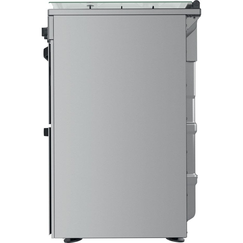 Hotpoint HDM67G0CCX 60cm Gas Double Oven Cooker Inox with Black Controls | Atlantic Electrics