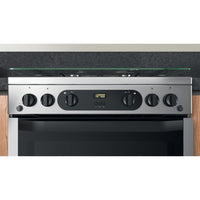 Thumbnail Hotpoint HDM67G0CCX 60cm Gas Double Oven Cooker Inox with Black Controls - 39477936554207