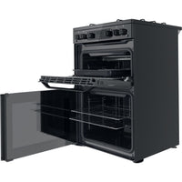 Thumbnail Hotpoint HDM67G0CMB 60cm Gas Cooker in Black Twin Cavity Oven Gas Hob - 39477936849119