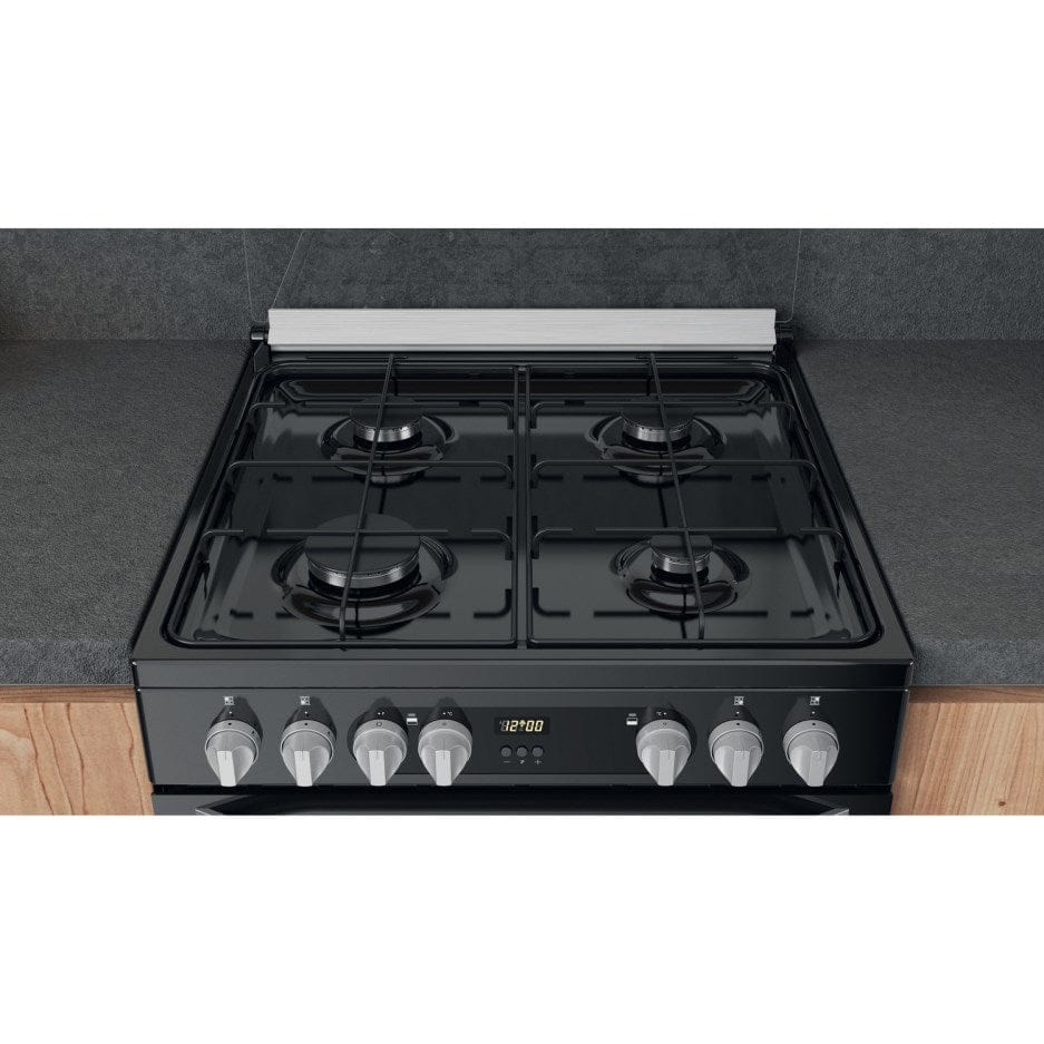 Hotpoint HDM67G9C2CB 60cm Dual Fuel Cooker in Black Double Oven Gas Hob - Atlantic Electrics - 39477937209567 