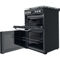 Thumbnail Hotpoint HDM67G9C2CB 60cm Dual Fuel Cooker in Black Double Oven Gas Hob - 39477936816351