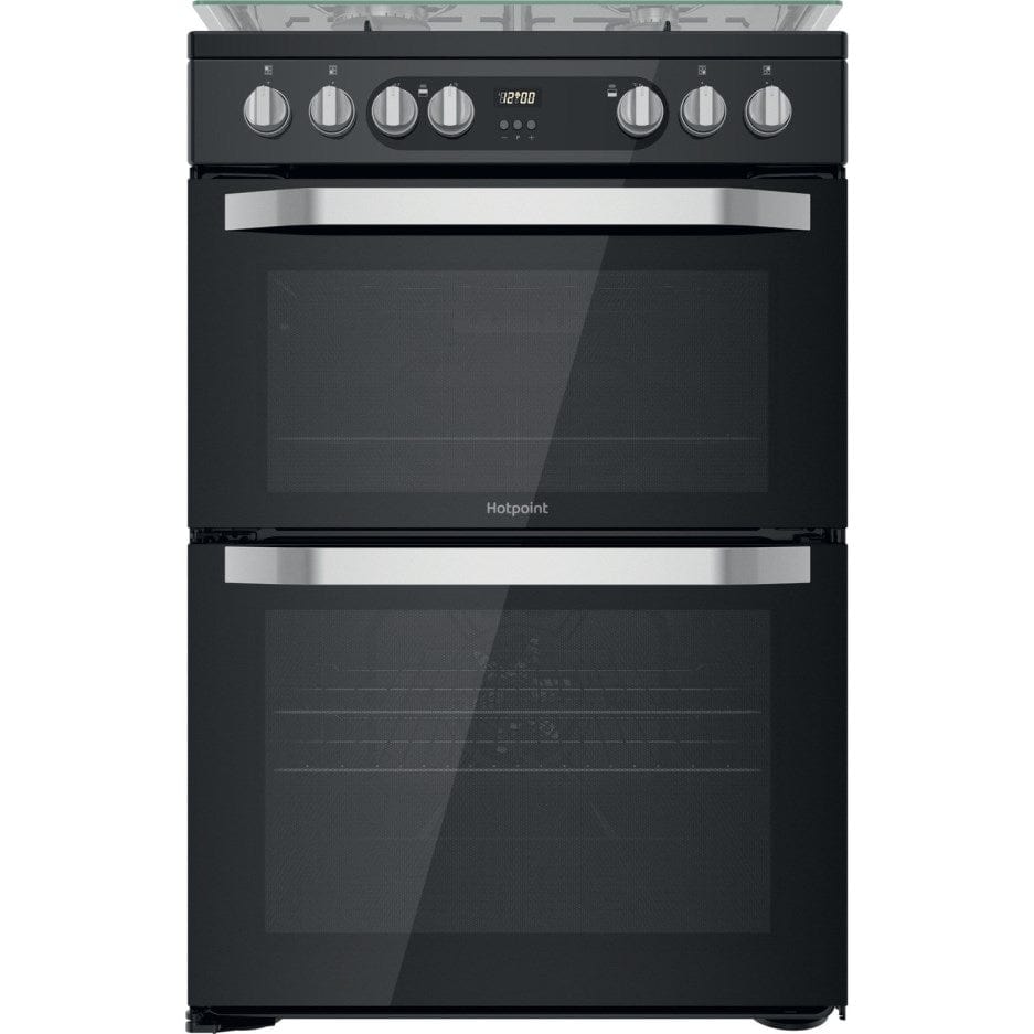Hotpoint HDM67G9C2CB 60cm Dual Fuel Cooker in Black Double Oven Gas Hob - Atlantic Electrics
