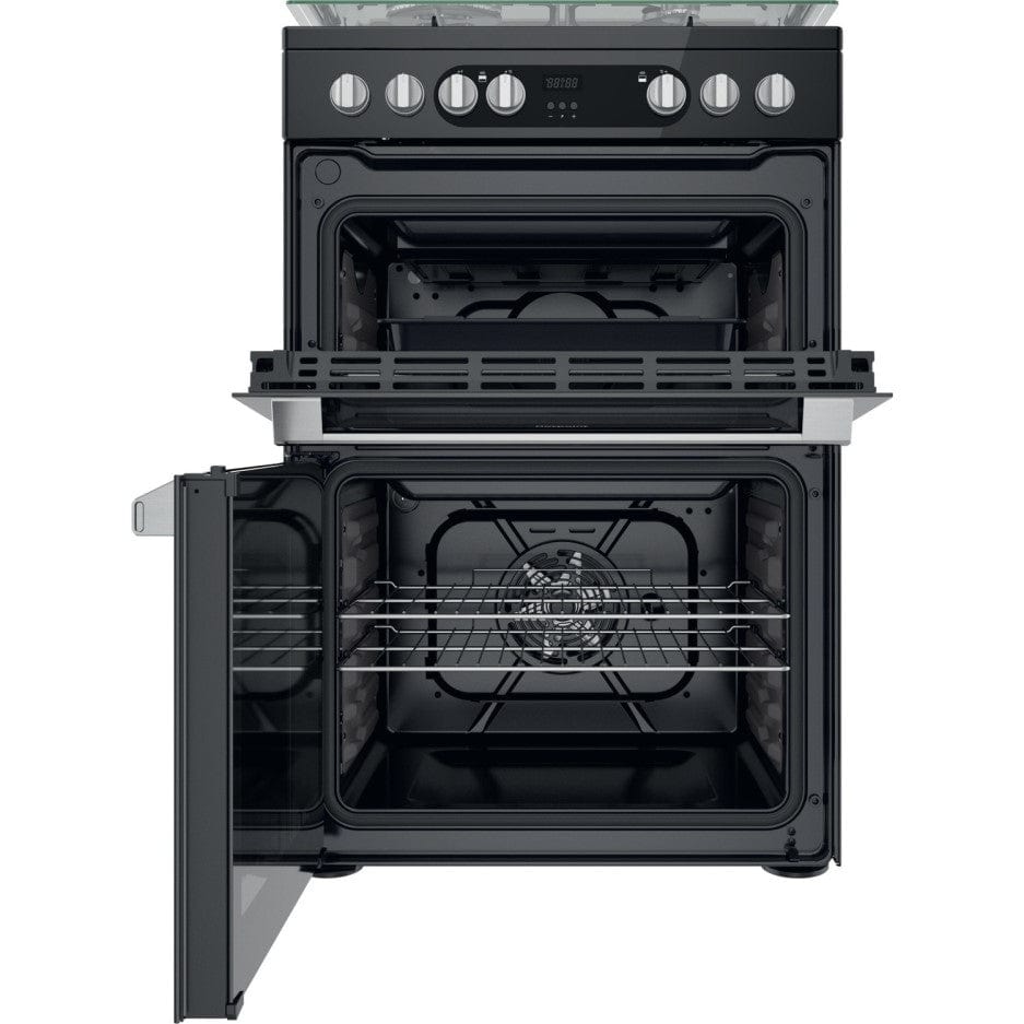 Hotpoint HDM67G9C2CSB 60cm Double Oven Dual Fuel Cooker - Black | Atlantic Electrics - 39477934588127 