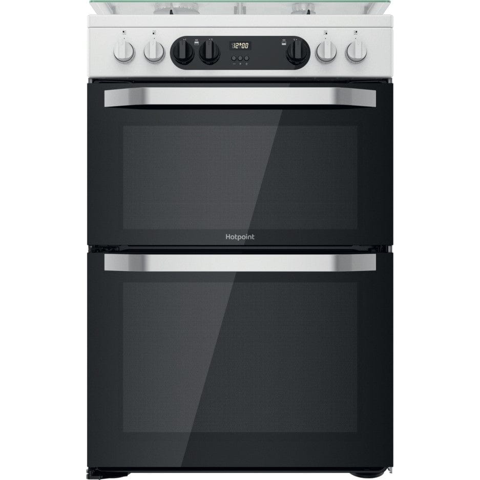 Hotpoint HDM67G9C2CW 60cm Dual Fuel Cooker in White Double Oven Gas Hob | Atlantic Electrics - 39477932720351 