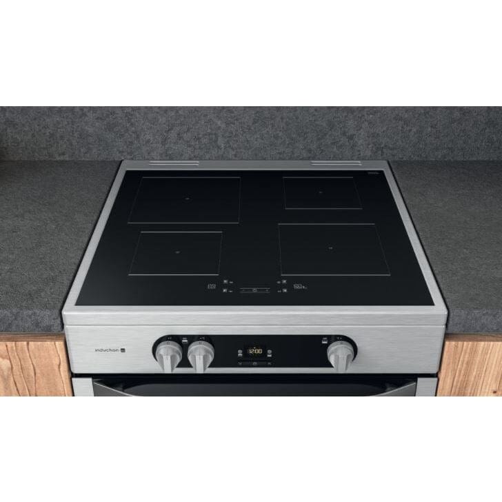 Hotpoint HDM67I9H2CX 60cm Electric Cooker in Silver Double Oven Induction Hob | Atlantic Electrics