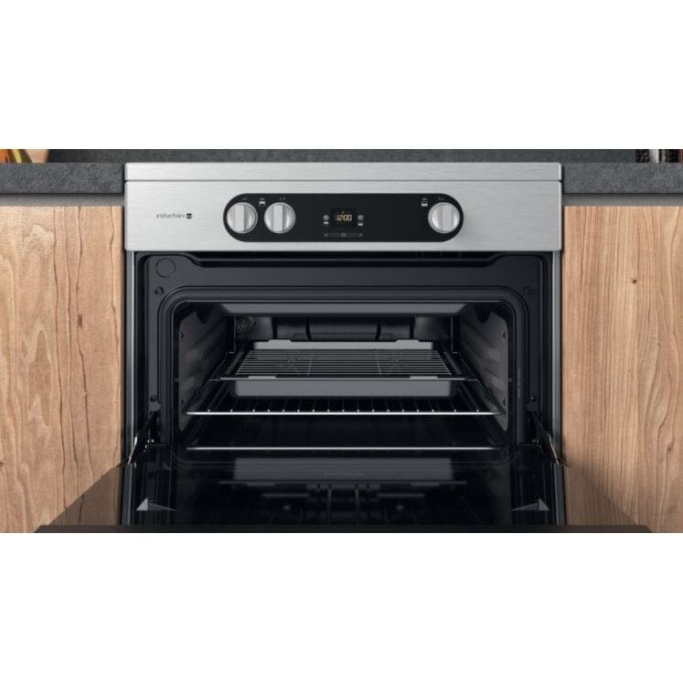 Hotpoint HDM67I9H2CX 60cm Electric Cooker in Silver Double Oven Induction Hob | Atlantic Electrics - 39477938094303 
